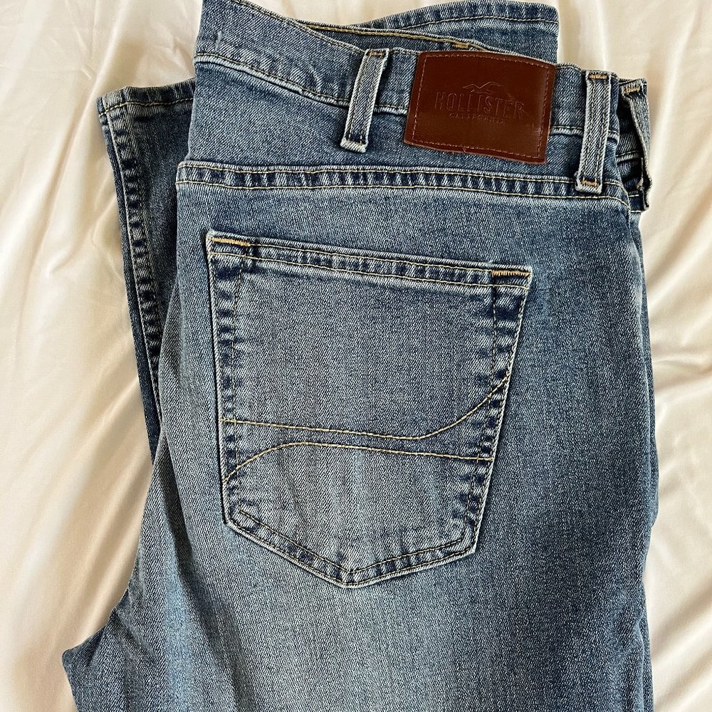 LIKE NEW - Hollister Men's Skinny Fit Jeans Size 36/32 - Washed Navy/Blue